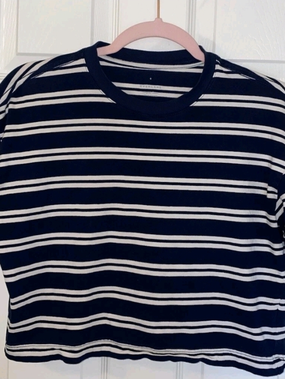 Everlane Navy & White Striped Boxy Tee